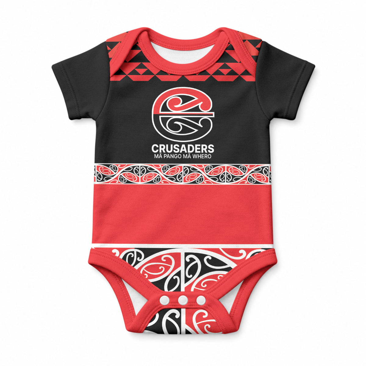New Zealand Maori Rugby Pacific Custom Baby Onesie Whatumoana Maori Kowhaiwhai Pattern