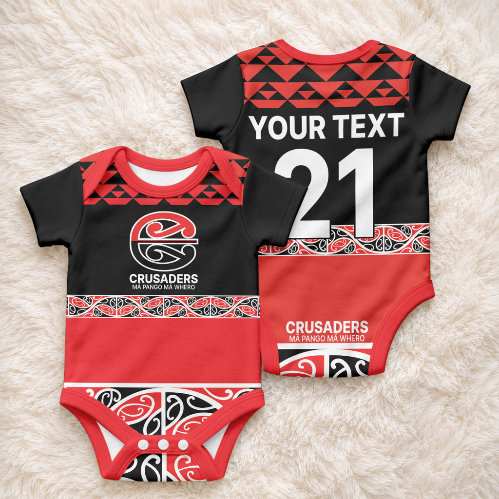 New Zealand Maori Rugby Pacific Custom Baby Onesie Whatumoana Maori Kowhaiwhai Pattern