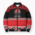 New Zealand Rugby Pacific Custom Bomber Puffer Jacket Whatumoana Maori Kowhaiwhai Pattern - Aussie Hoodie