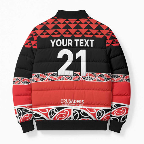 New Zealand Rugby Pacific Custom Bomber Puffer Jacket Whatumoana Maori Kowhaiwhai Pattern - Aussie Hoodie