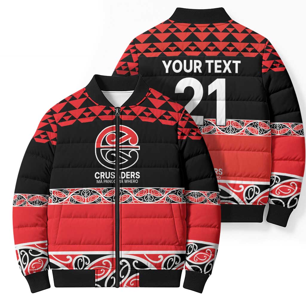 New Zealand Rugby Pacific Custom Bomber Puffer Jacket Whatumoana Maori Kowhaiwhai Pattern - Aussie Hoodie
