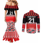 New Zealand Rugby Pacific Custom Couples Matching Mermaid Dress and Long Sleeve Button Shirt Whatumoana Maori Kowhaiwhai Pattern