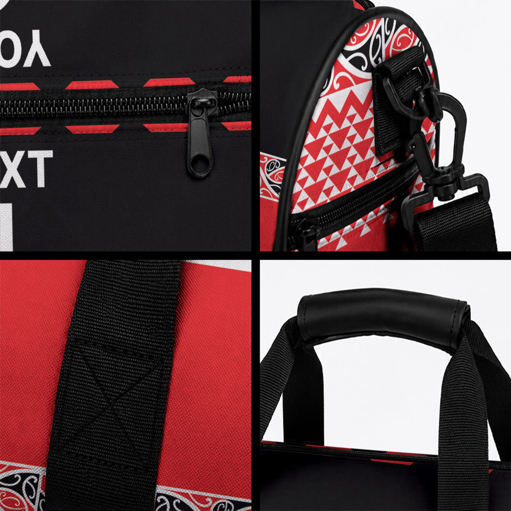 New Zealand Maori Rugby Pacific Custom Duffle Bag Whatumoana Maori Kowhaiwhai Pattern