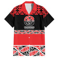 New Zealand Rugby Pacific Custom Family Matching Off Shoulder Maxi Dress and Hawaiian Shirt Whatumoana Maori Kowhaiwhai Pattern
