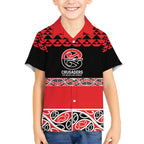 New Zealand Rugby Pacific Custom Kid Hawaiian Shirt Whatumoana Maori Kowhaiwhai Pattern