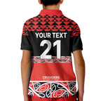 New Zealand Rugby Pacific Custom Kid Polo Shirt Whatumoana Maori Kowhaiwhai Pattern