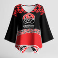 New Zealand Rugby Pacific Custom Kimono Sleeve Blouse Whatumoana Maori Kowhaiwhai Pattern - Aussie Hoodie