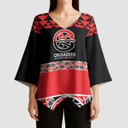 New Zealand Rugby Pacific Custom Kimono Sleeve Blouse Whatumoana Maori Kowhaiwhai Pattern - Aussie Hoodie