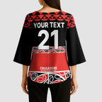 New Zealand Rugby Pacific Custom Kimono Sleeve Blouse Whatumoana Maori Kowhaiwhai Pattern - Aussie Hoodie