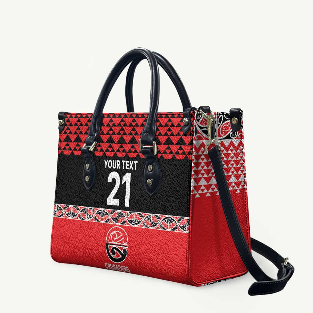 New Zealand Rugby Pacific Custom Leather Bag Whatumoana Maori Kowhaiwhai Pattern - Aussie Hoodie
