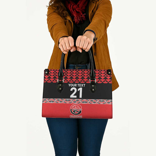 New Zealand Rugby Pacific Custom Leather Bag Whatumoana Maori Kowhaiwhai Pattern - Aussie Hoodie
