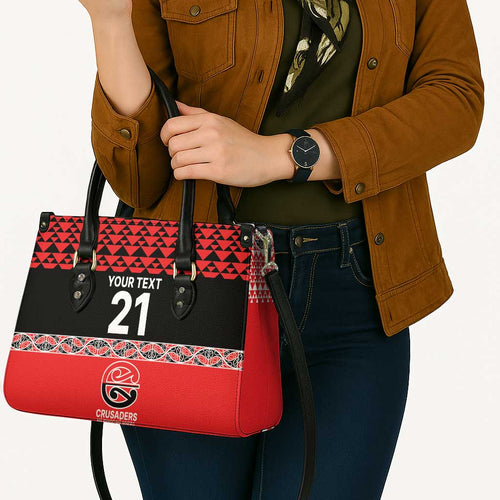 New Zealand Rugby Pacific Custom Leather Bag Whatumoana Maori Kowhaiwhai Pattern - Aussie Hoodie