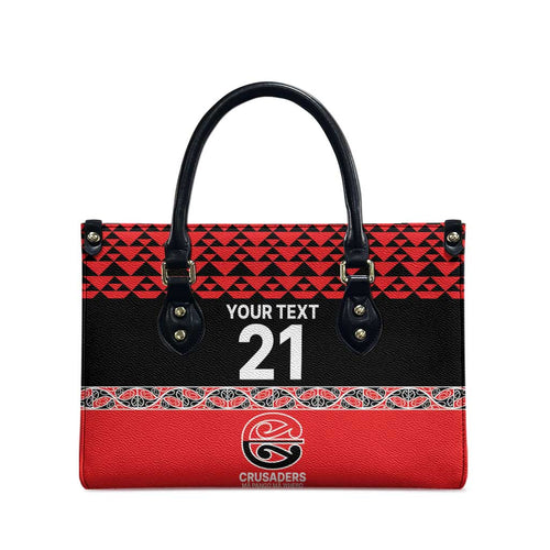 New Zealand Rugby Pacific Custom Leather Bag Whatumoana Maori Kowhaiwhai Pattern - Aussie Hoodie