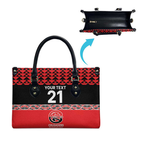 New Zealand Rugby Pacific Custom Leather Bag Whatumoana Maori Kowhaiwhai Pattern - Aussie Hoodie