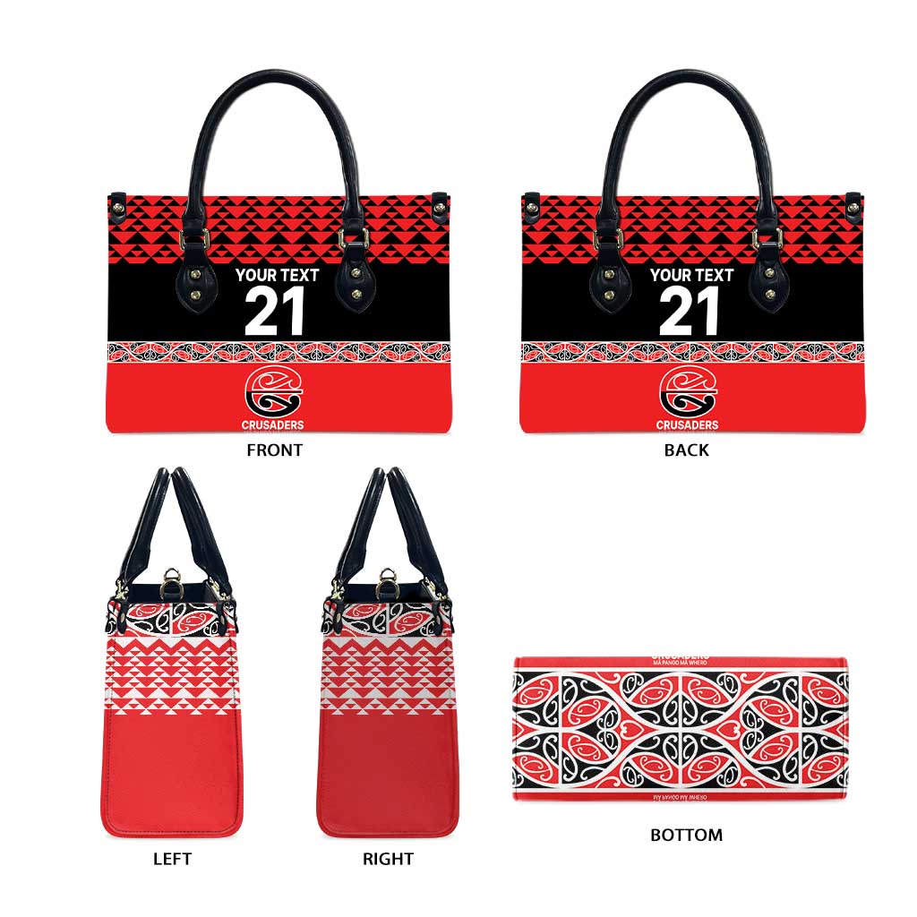New Zealand Rugby Pacific Custom Leather Bag Whatumoana Maori Kowhaiwhai Pattern - Aussie Hoodie