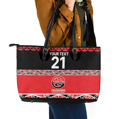New Zealand Rugby Pacific Custom Leather Tote Bag Whatumoana Maori Kowhaiwhai Pattern