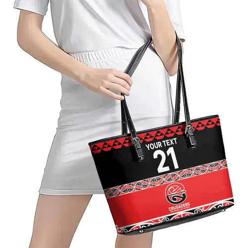 New Zealand Rugby Pacific Custom Leather Tote Bag Whatumoana Maori Kowhaiwhai Pattern