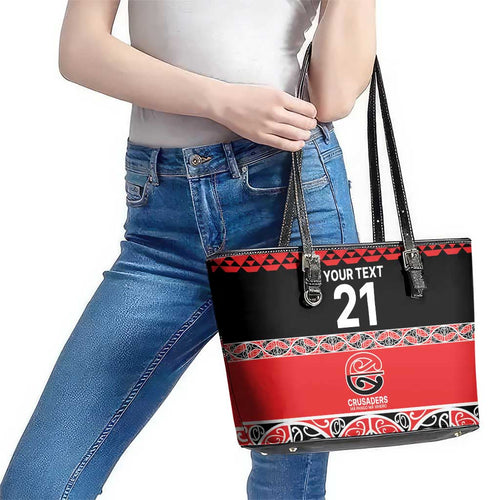 New Zealand Rugby Pacific Custom Leather Tote Bag Whatumoana Maori Kowhaiwhai Pattern