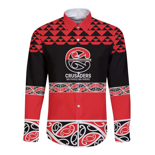 New Zealand Rugby Pacific Custom Long Sleeve Button Shirt Whatumoana Maori Kowhaiwhai Pattern