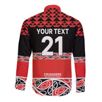 New Zealand Rugby Pacific Custom Long Sleeve Button Shirt Whatumoana Maori Kowhaiwhai Pattern