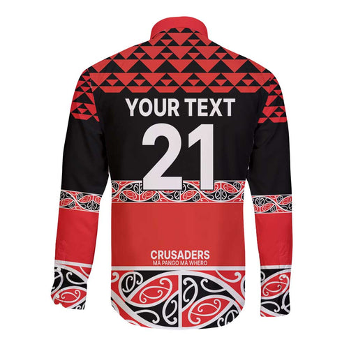 New Zealand Rugby Pacific Custom Long Sleeve Button Shirt Whatumoana Maori Kowhaiwhai Pattern