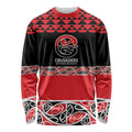 New Zealand Rugby Pacific Custom Long Sleeve Shirt Whatumoana Maori Kowhaiwhai Pattern