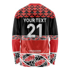 New Zealand Rugby Pacific Custom Long Sleeve Shirt Whatumoana Maori Kowhaiwhai Pattern