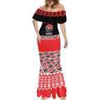 New Zealand Rugby Pacific Custom Mermaid Dress Whatumoana Maori Kowhaiwhai Pattern