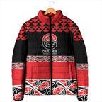 New Zealand Rugby Pacific Custom Padded Jacket Whatumoana Maori Kowhaiwhai Pattern - Aussie Hoodie