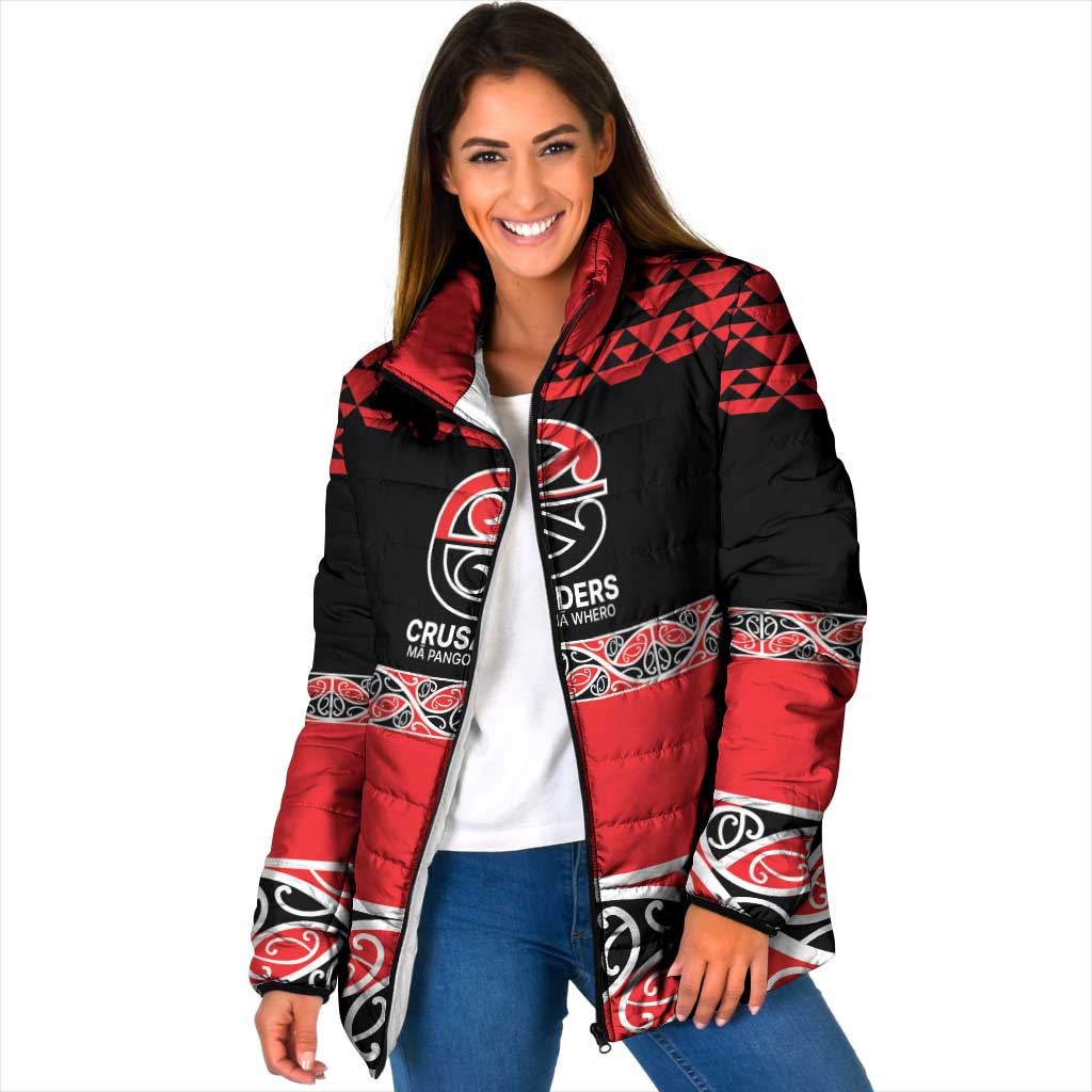 New Zealand Rugby Pacific Custom Padded Jacket Whatumoana Maori Kowhaiwhai Pattern - Aussie Hoodie