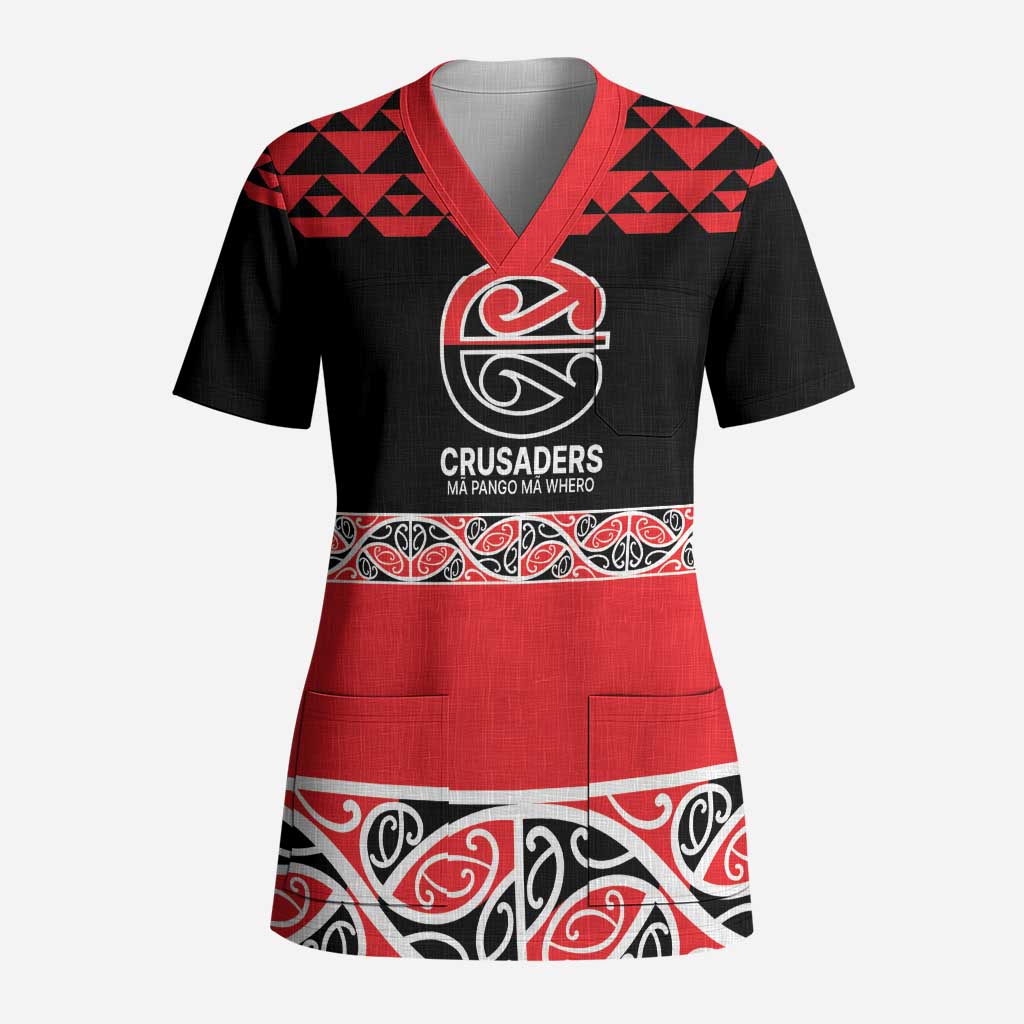 New Zealand Rugby Pacific Custom Scrub Top Whatumoana Maori Kowhaiwhai Pattern - Aussie Hoodie