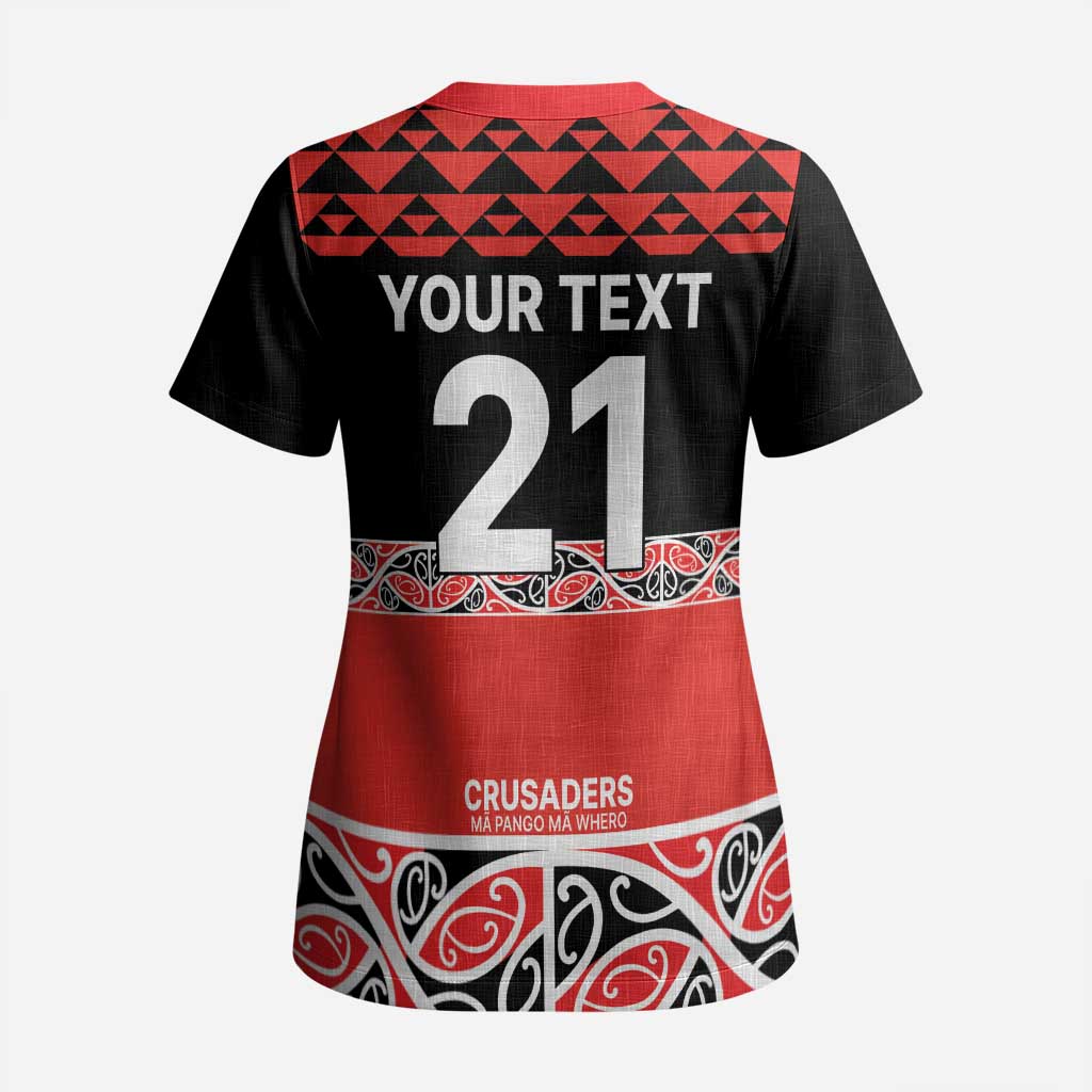 New Zealand Rugby Pacific Custom Scrub Top Whatumoana Maori Kowhaiwhai Pattern - Aussie Hoodie