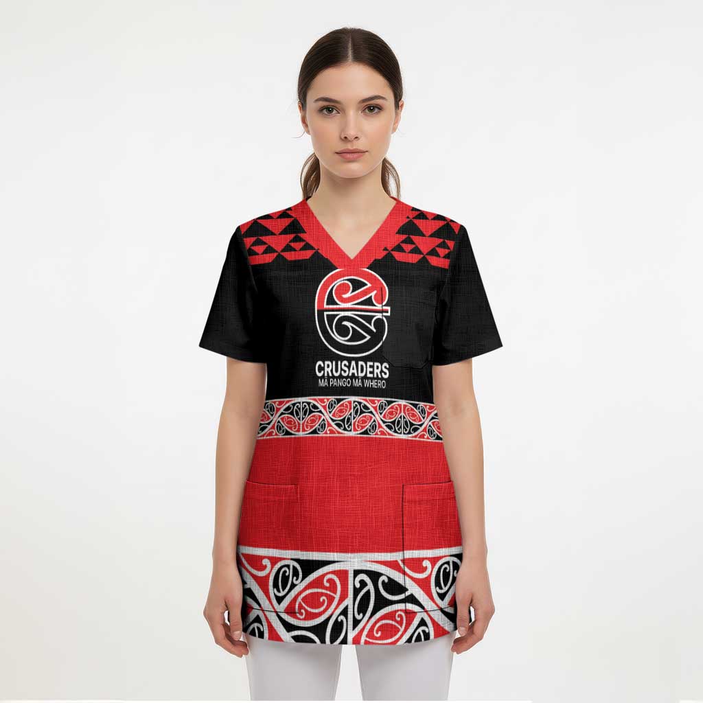 New Zealand Rugby Pacific Custom Scrub Top Whatumoana Maori Kowhaiwhai Pattern - Aussie Hoodie