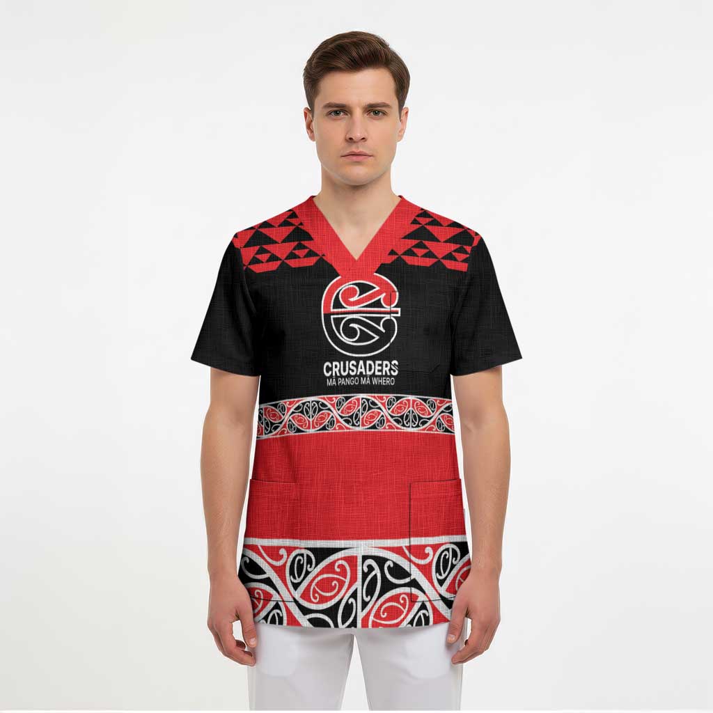 New Zealand Rugby Pacific Custom Scrub Top Whatumoana Maori Kowhaiwhai Pattern - Aussie Hoodie