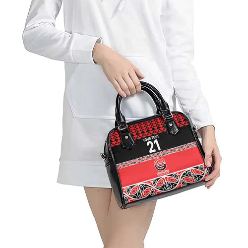 New Zealand Rugby Pacific Custom Shoulder Handbag Whatumoana Maori Kowhaiwhai Pattern