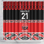 New Zealand Rugby Pacific Custom Shower Curtain Whatumoana Maori Kowhaiwhai Pattern
