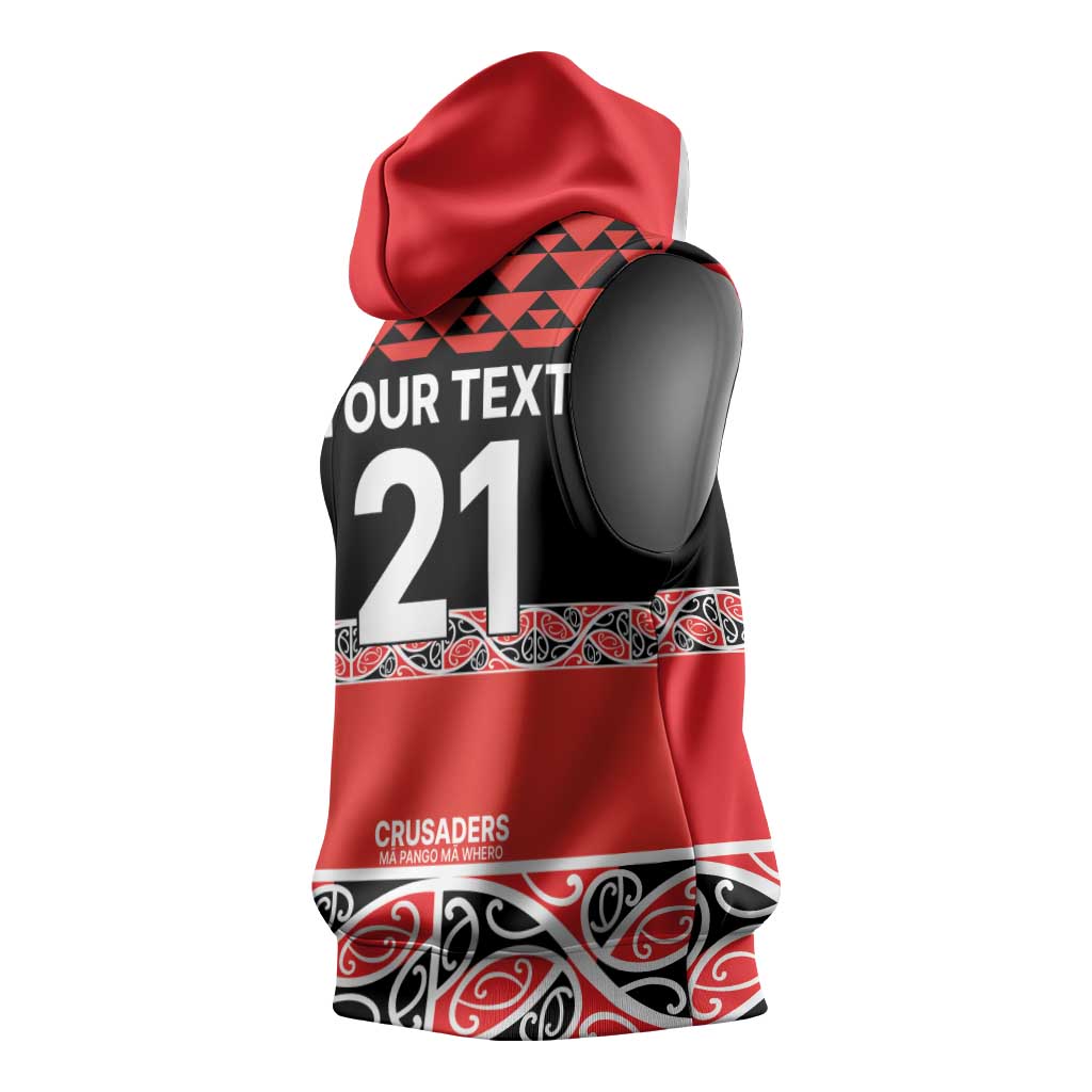 New Zealand Rugby Pacific Custom Sleeveless Hoodie Whatumoana Maori Kowhaiwhai Pattern - Aussie Hoodie