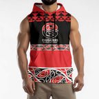 New Zealand Rugby Pacific Custom Sleeveless Hoodie Whatumoana Maori Kowhaiwhai Pattern - Aussie Hoodie