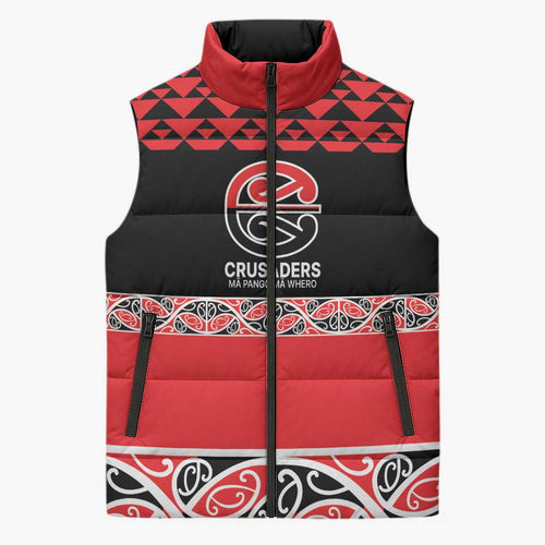 New Zealand Rugby Pacific Custom Sleeveless Puffer Jacket Whatumoana Maori Kowhaiwhai Pattern - Aussie Hoodie