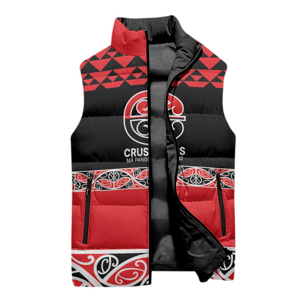 New Zealand Rugby Pacific Custom Sleeveless Puffer Jacket Whatumoana Maori Kowhaiwhai Pattern - Aussie Hoodie