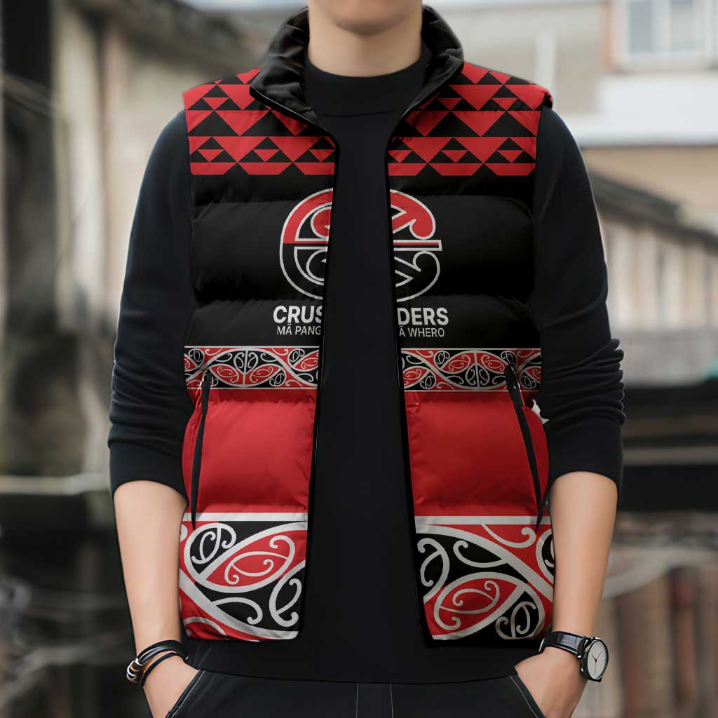 New Zealand Rugby Pacific Custom Sleeveless Puffer Jacket Whatumoana Maori Kowhaiwhai Pattern - Aussie Hoodie