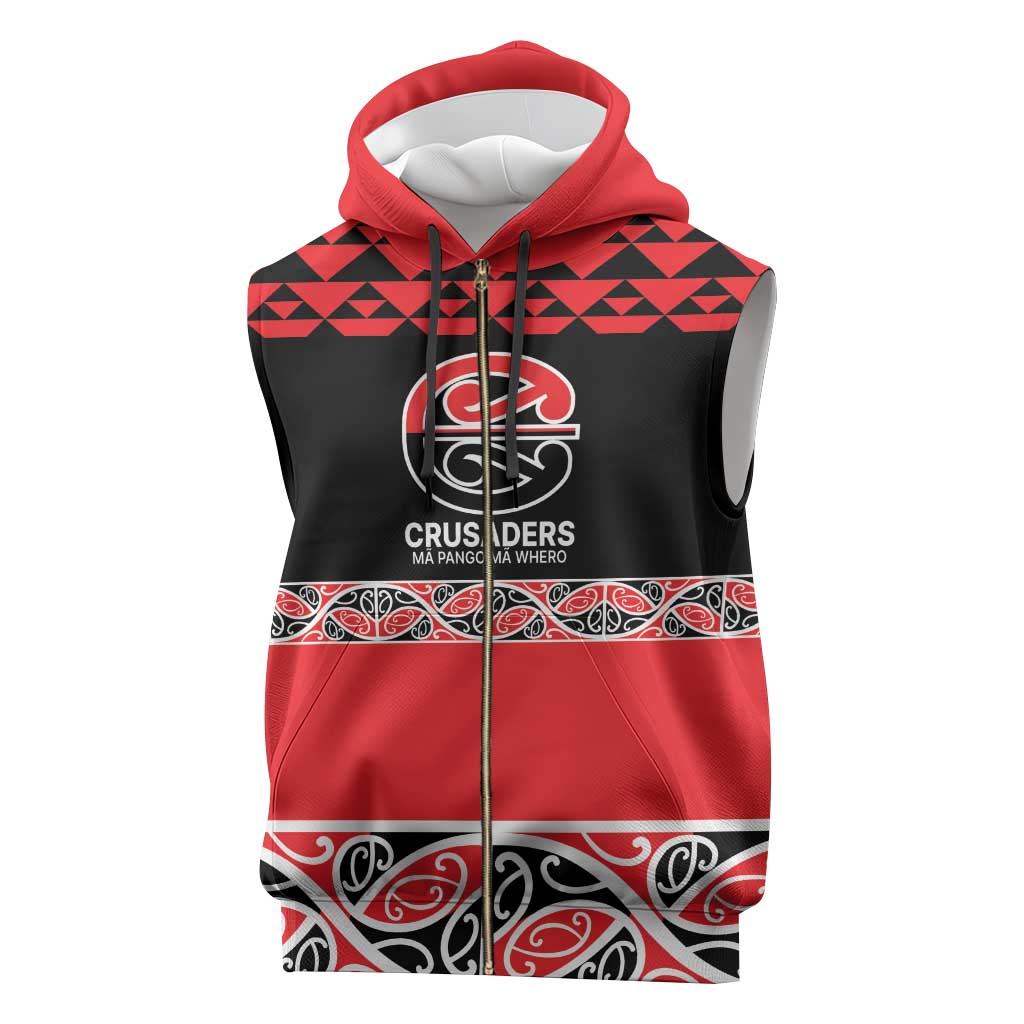 New Zealand Rugby Pacific Custom Sleeveless Zip Hoodie Whatumoana Maori Kowhaiwhai Pattern - Aussie Hoodie