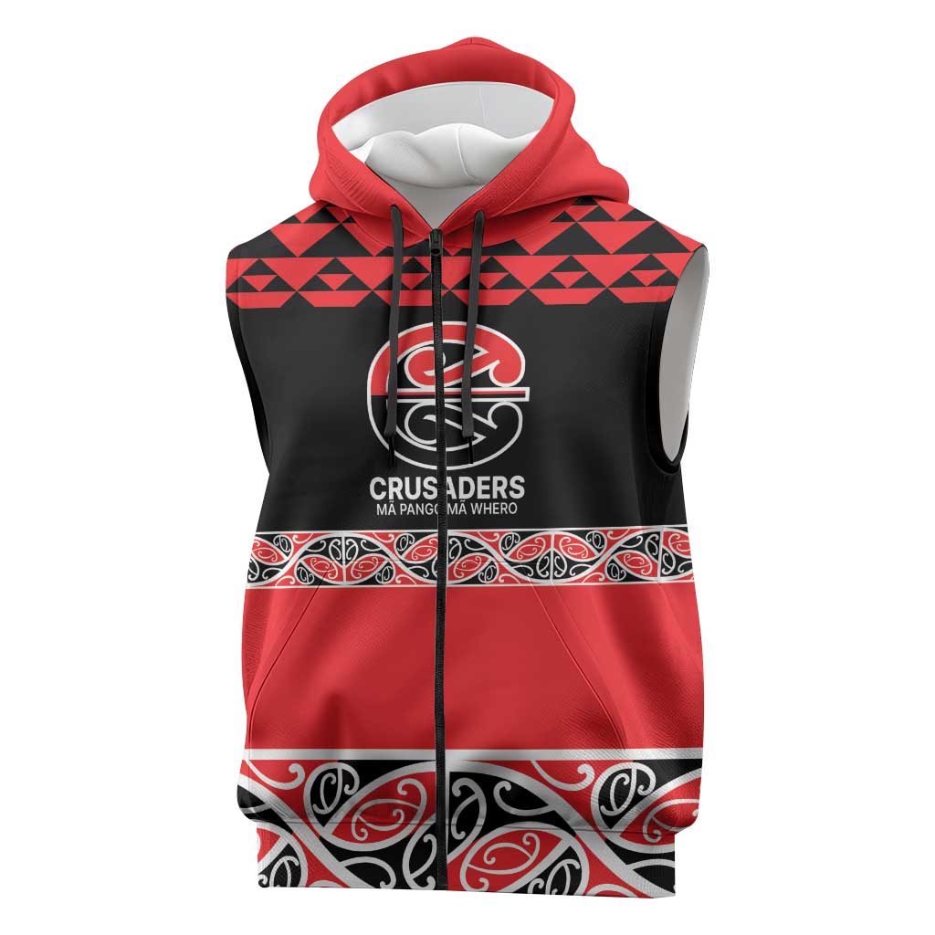 New Zealand Rugby Pacific Custom Sleeveless Zip Hoodie Whatumoana Maori Kowhaiwhai Pattern LT9