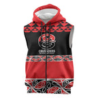 New Zealand Rugby Pacific Custom Sleeveless Zip Hoodie Whatumoana Maori Kowhaiwhai Pattern LT9