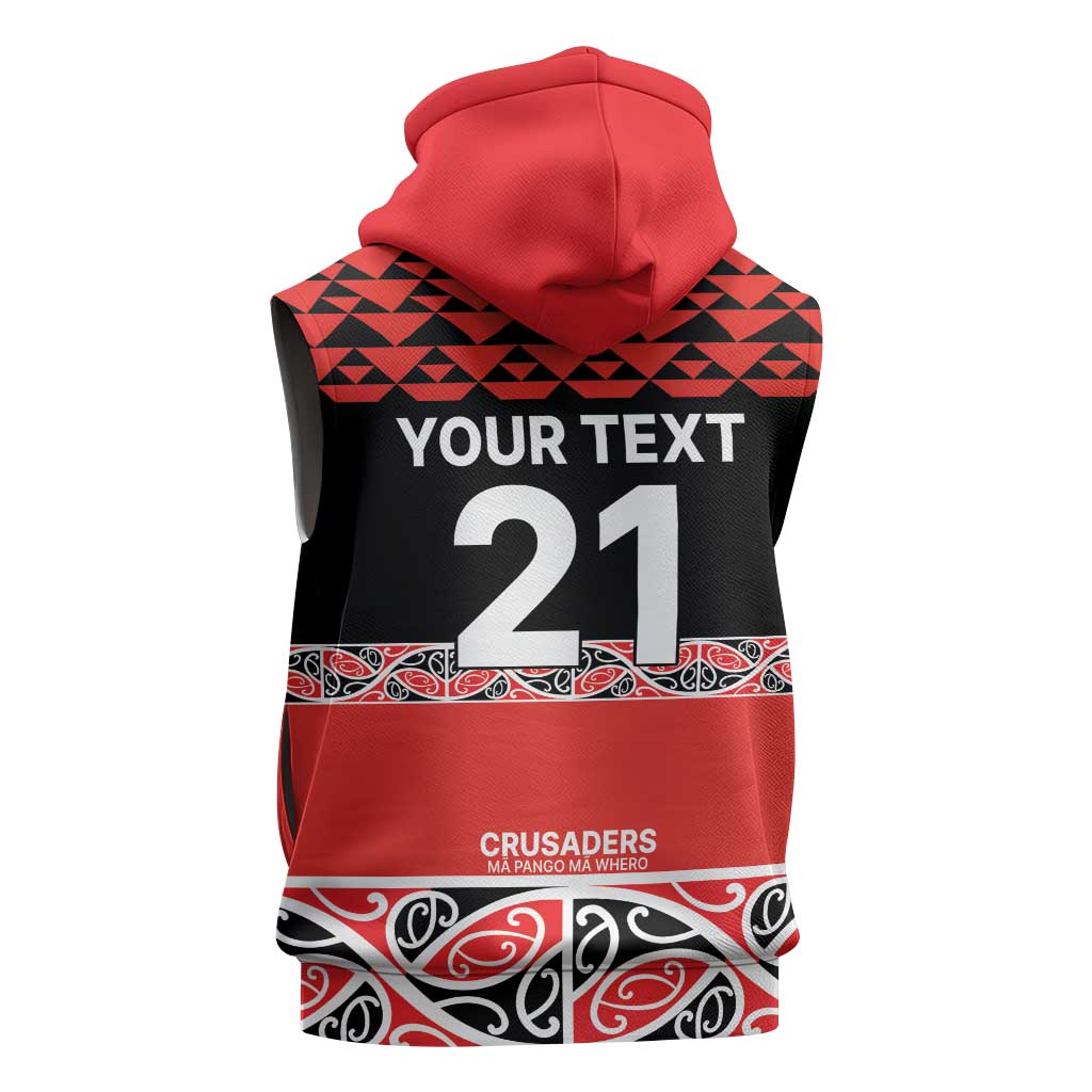 New Zealand Rugby Pacific Custom Sleeveless Zip Hoodie Whatumoana Maori Kowhaiwhai Pattern LT9