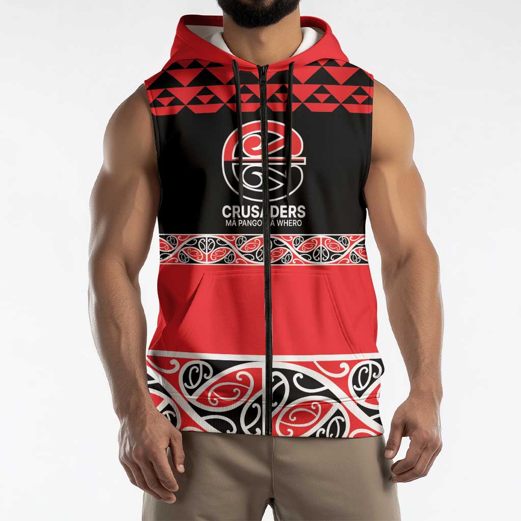 New Zealand Rugby Pacific Custom Sleeveless Zip Hoodie Whatumoana Maori Kowhaiwhai Pattern LT9