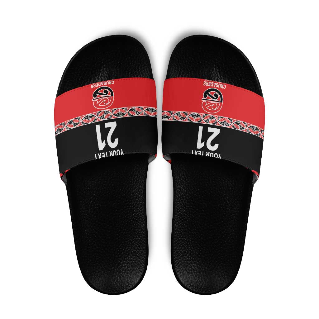 New Zealand Rugby Pacific Custom Slide Sandals Whatumoana Maori Kowhaiwhai Pattern - Aussie Hoodie