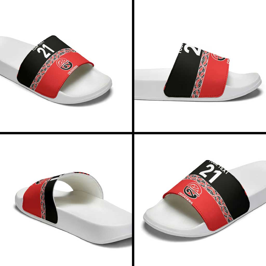 New Zealand Rugby Pacific Custom Slide Sandals Whatumoana Maori Kowhaiwhai Pattern - Aussie Hoodie