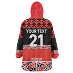 New Zealand Rugby Pacific Custom Wearable Blanket Hoodie Whatumoana Maori Kowhaiwhai Pattern