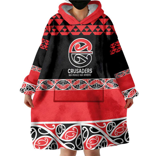 New Zealand Rugby Pacific Custom Wearable Blanket Hoodie Whatumoana Maori Kowhaiwhai Pattern
